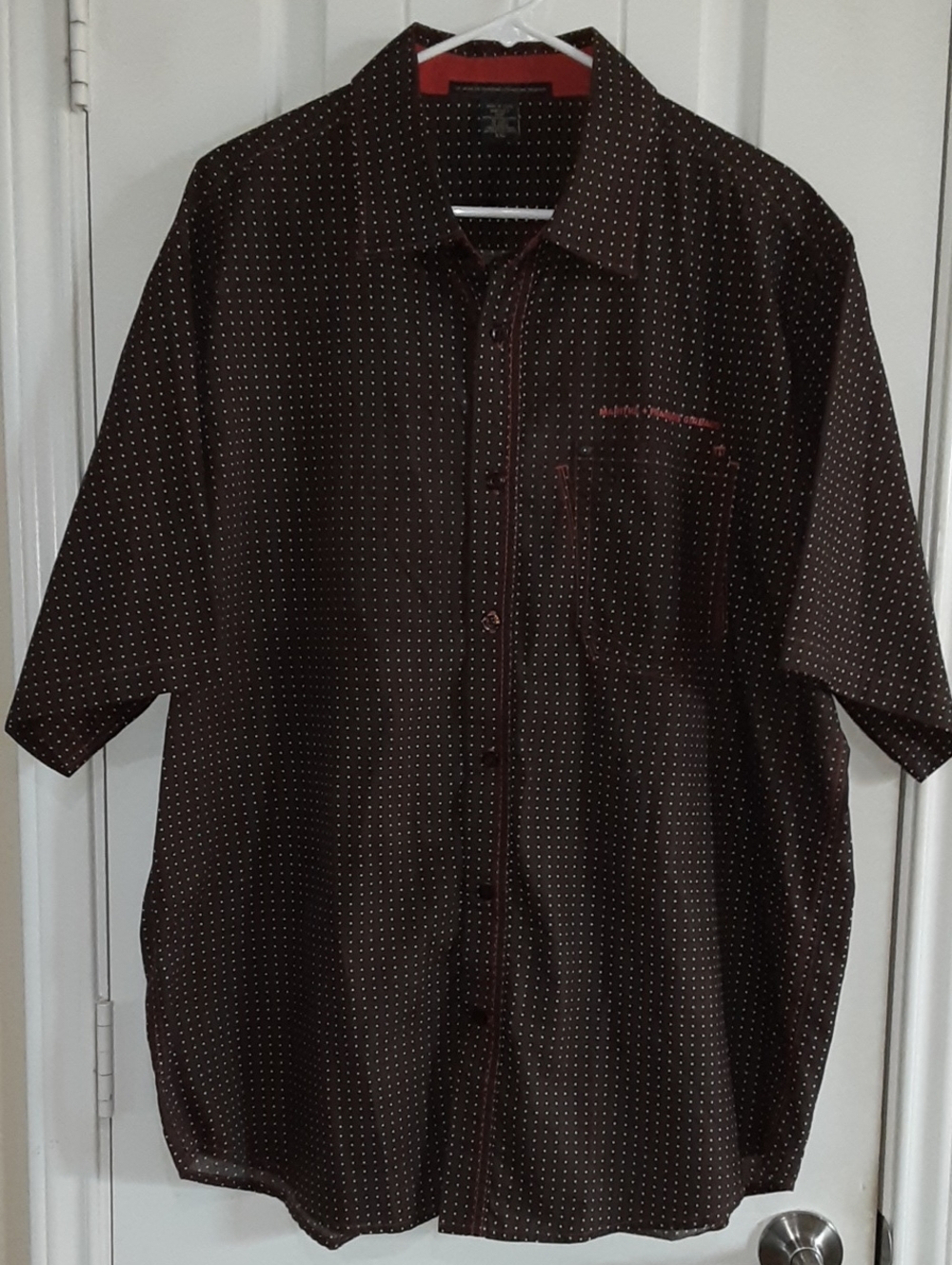 Vintage Marithe Francois Girbaud Chocolate Brown Polka Dot Button Up Men's XXL